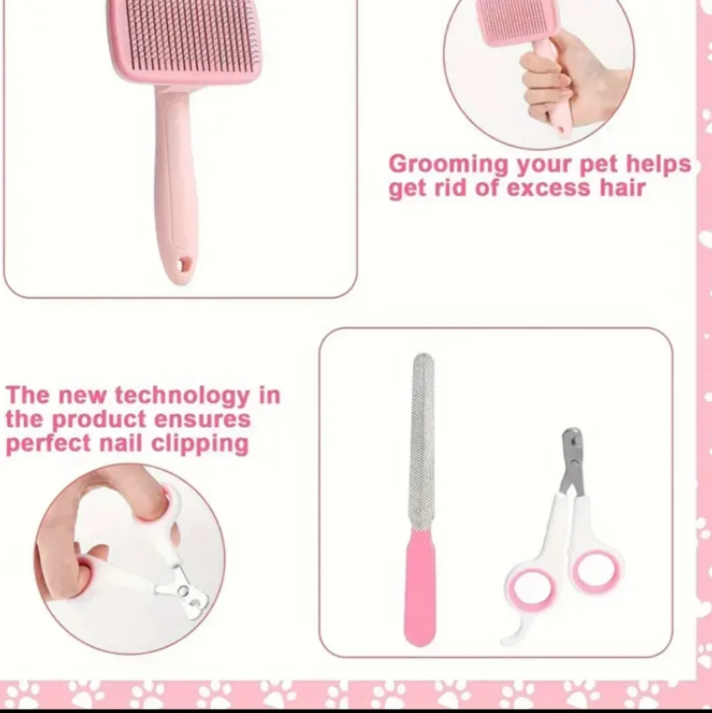8 Piece Dog Grooming Set New Pink 🩷